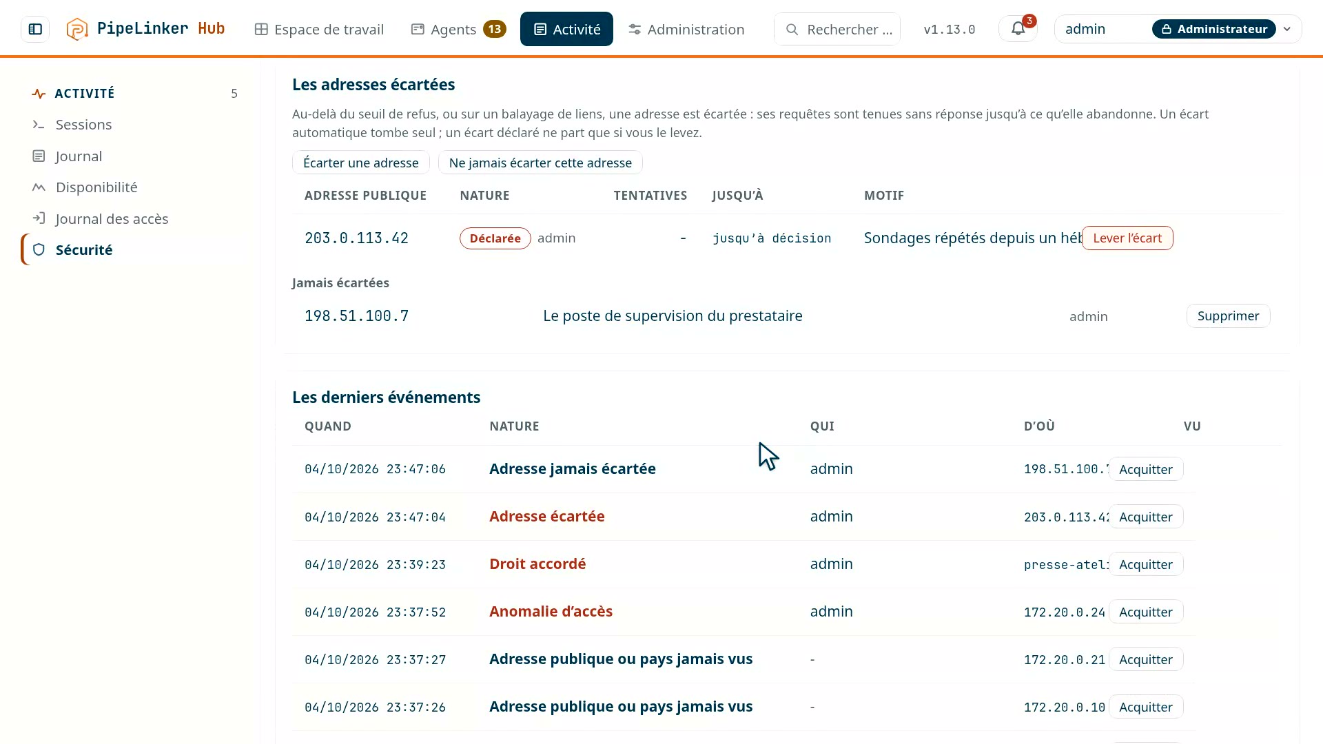 Une adresse écartée sur seuil